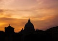 Silhouette of city buildings on sunset sky Royalty Free Stock Photo